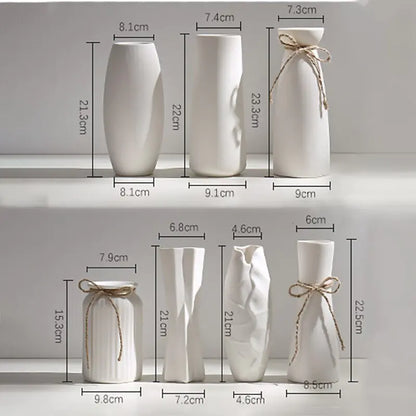 Modern Minimalist White Hemp Rope Ceramic Vase